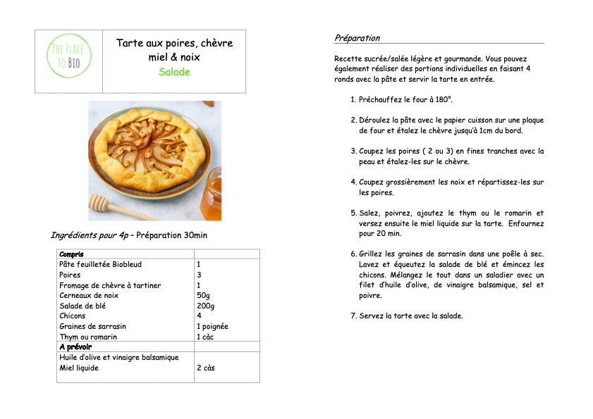 Taart met peer, geitenkaas, honing en walnoten Salade