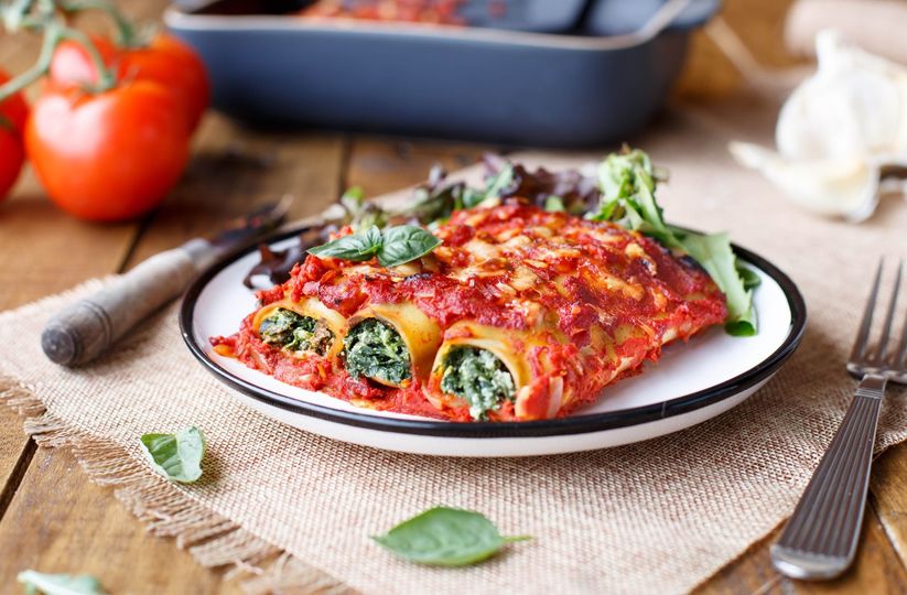 Cannelloni met spinazie Ricotta en tomatensaus