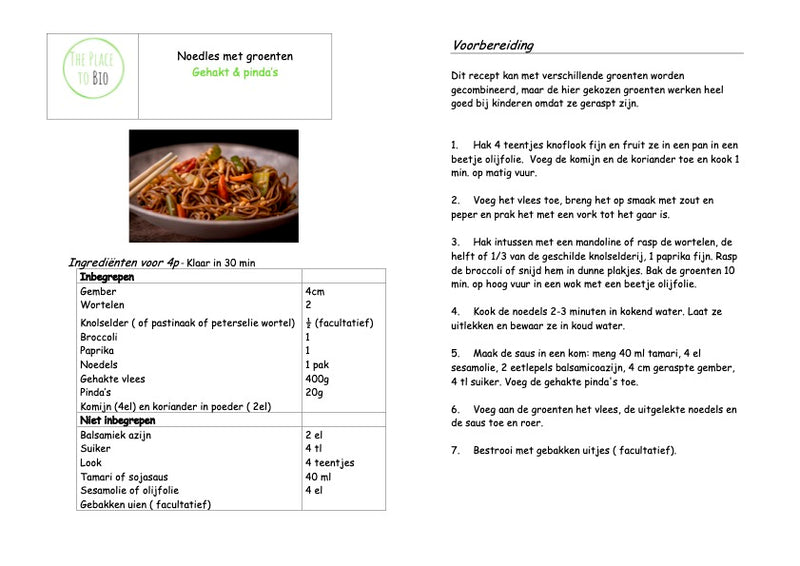 Noedles met groenten ( brocoli, paprika, wortels...) Gehakt & pinda’s