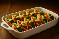 Gevulde lumaconi, Spinazie en ricotta, Tomatensaus