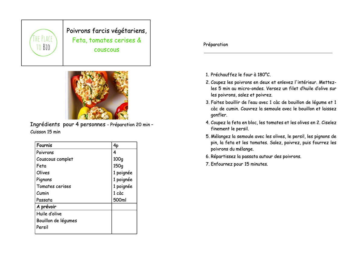 Gevulde paprika’s, Feta, kerstomaten & couscous