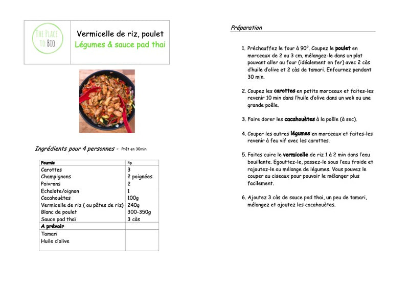 Vermicelles de riz, légumes, poulet & sauce pad thai