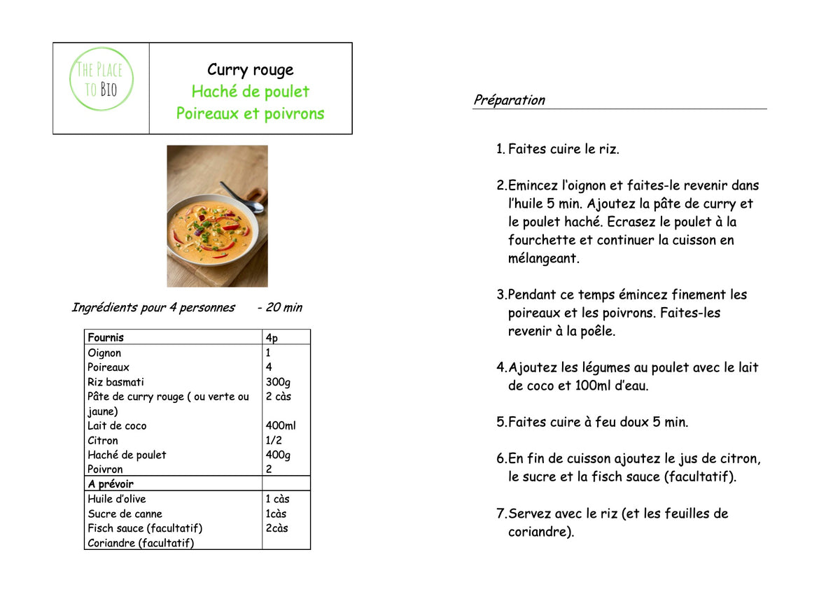 Rode curry Kipgehakt, Preien, paprika & basmatirijst