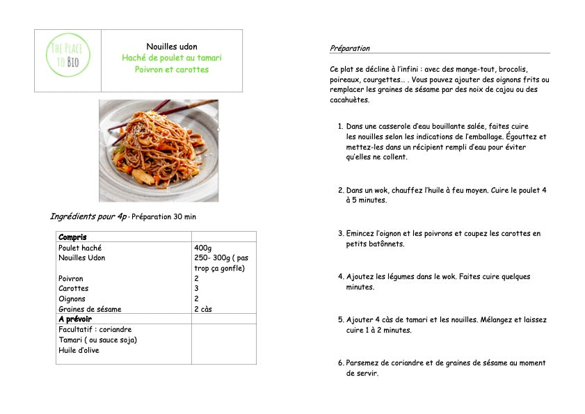 Udon noedels Kipgehakt met tamari Paprika en wortels