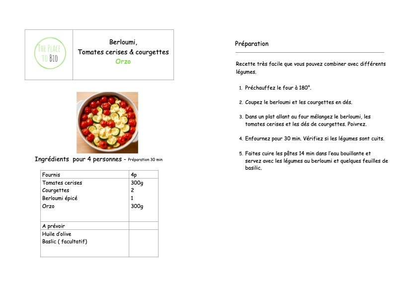 Berloumi, Kerstomaten & courgettes, Orzo