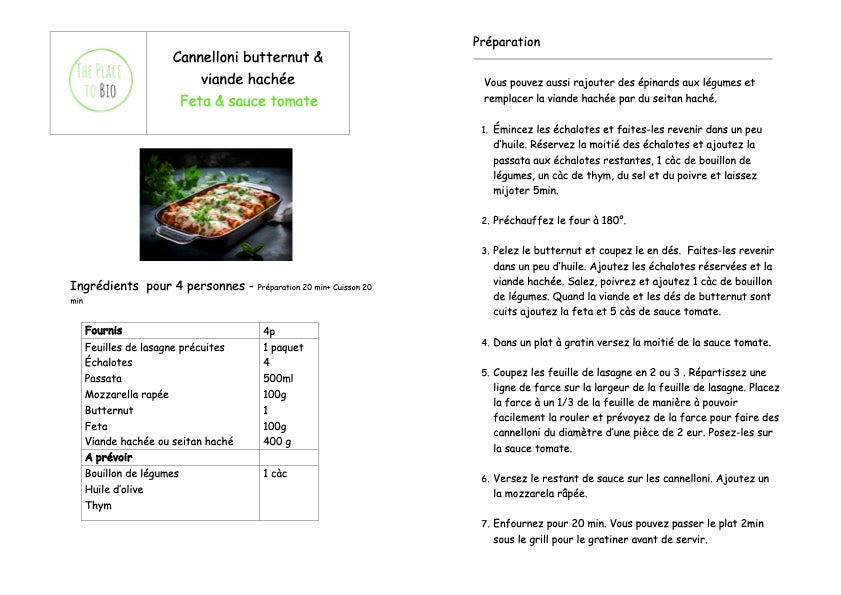 Cannelloni met butternut & gehakte seitan, Feta en tomatensaus