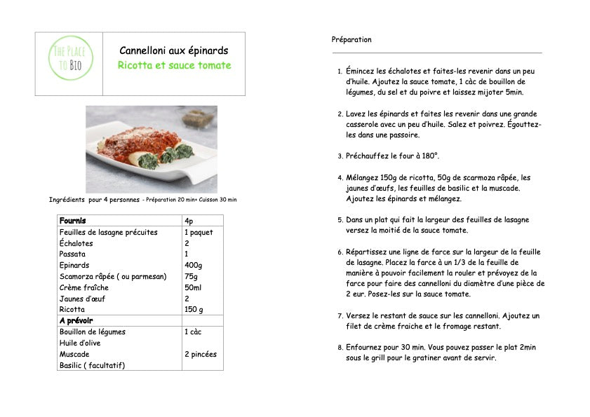 Cannelloni met spinazie Ricotta en tomatensaus
