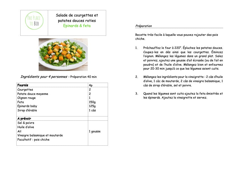 Courgettes en geroosterde zoete aardappelsalade Spinazie & feta