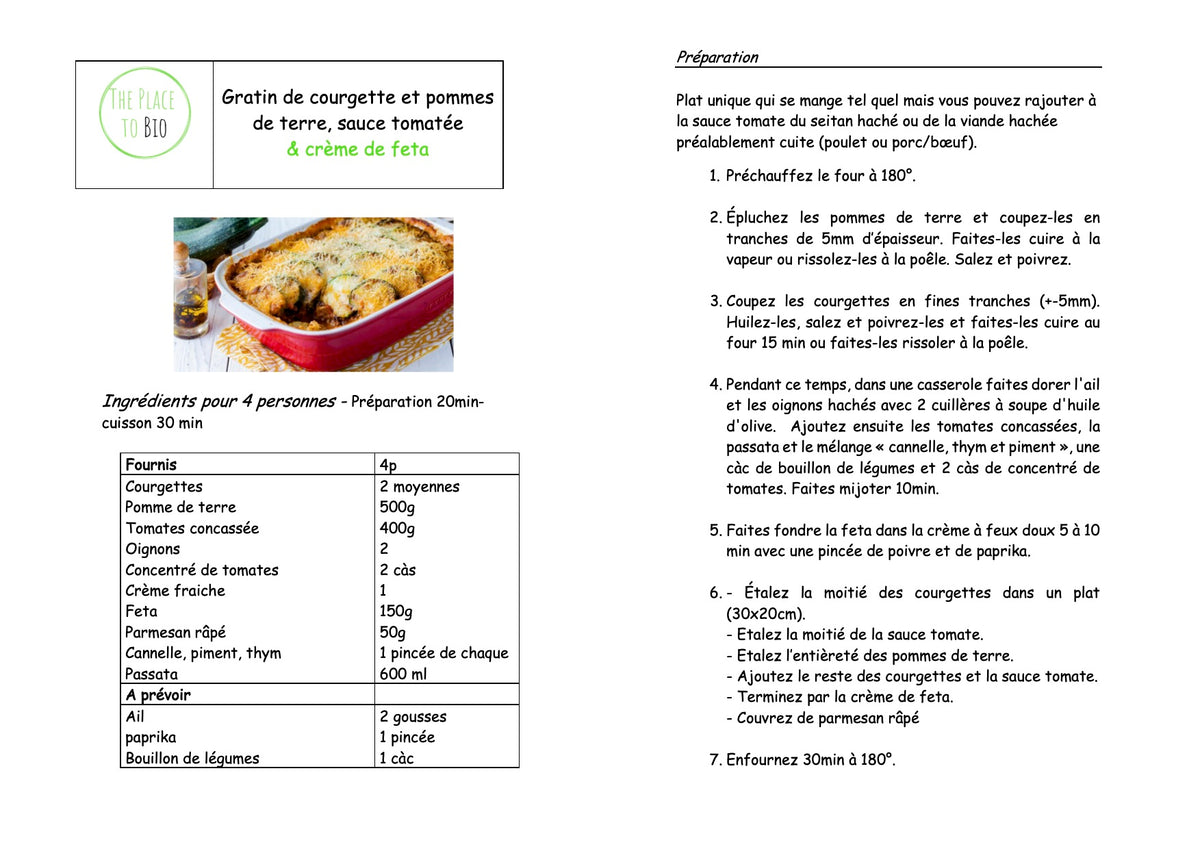 Gratin met courgettes, aardepelen, groentensaus & fetaroom