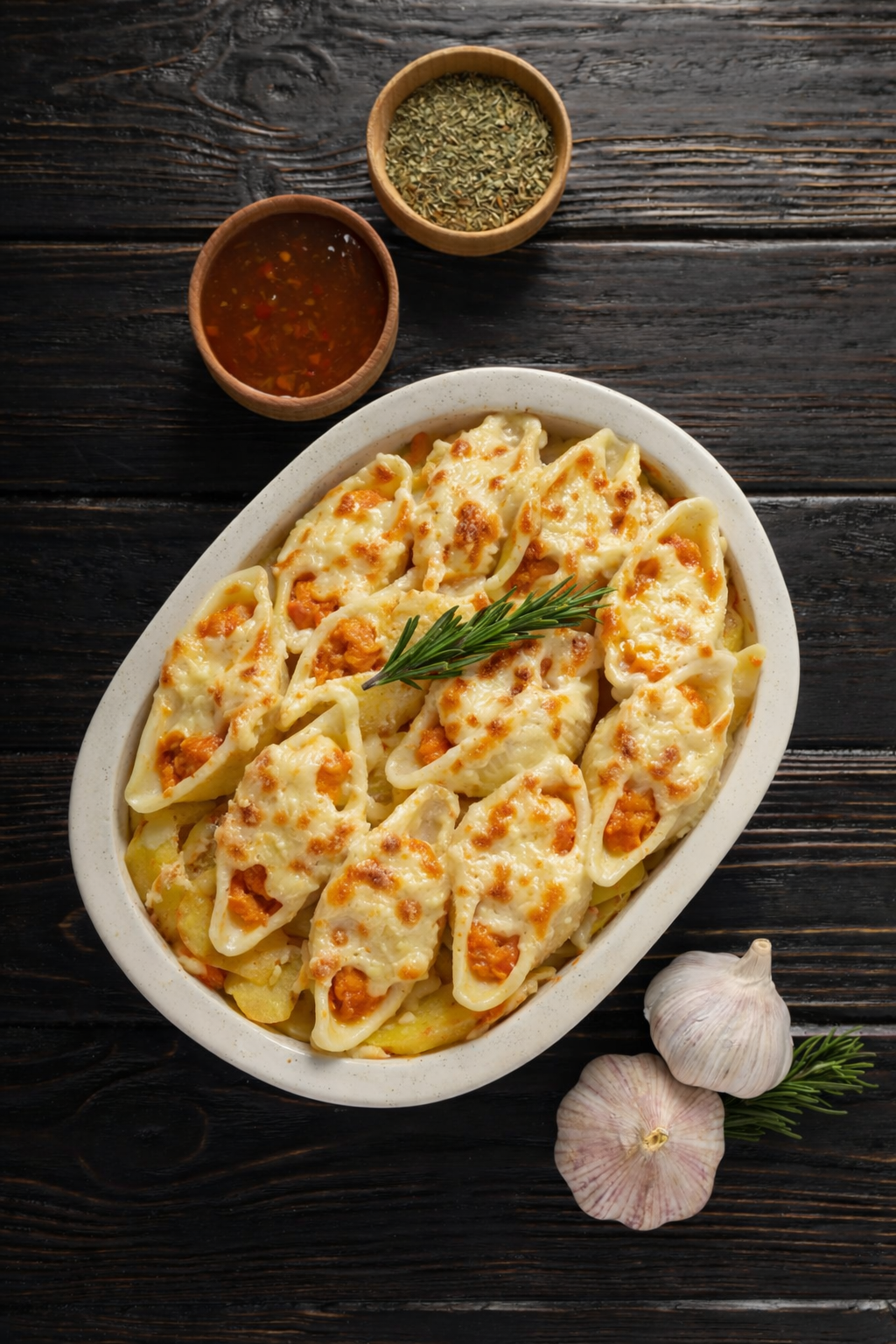 Gevulde Lumaconi met pompoen Courgettes met ricotta