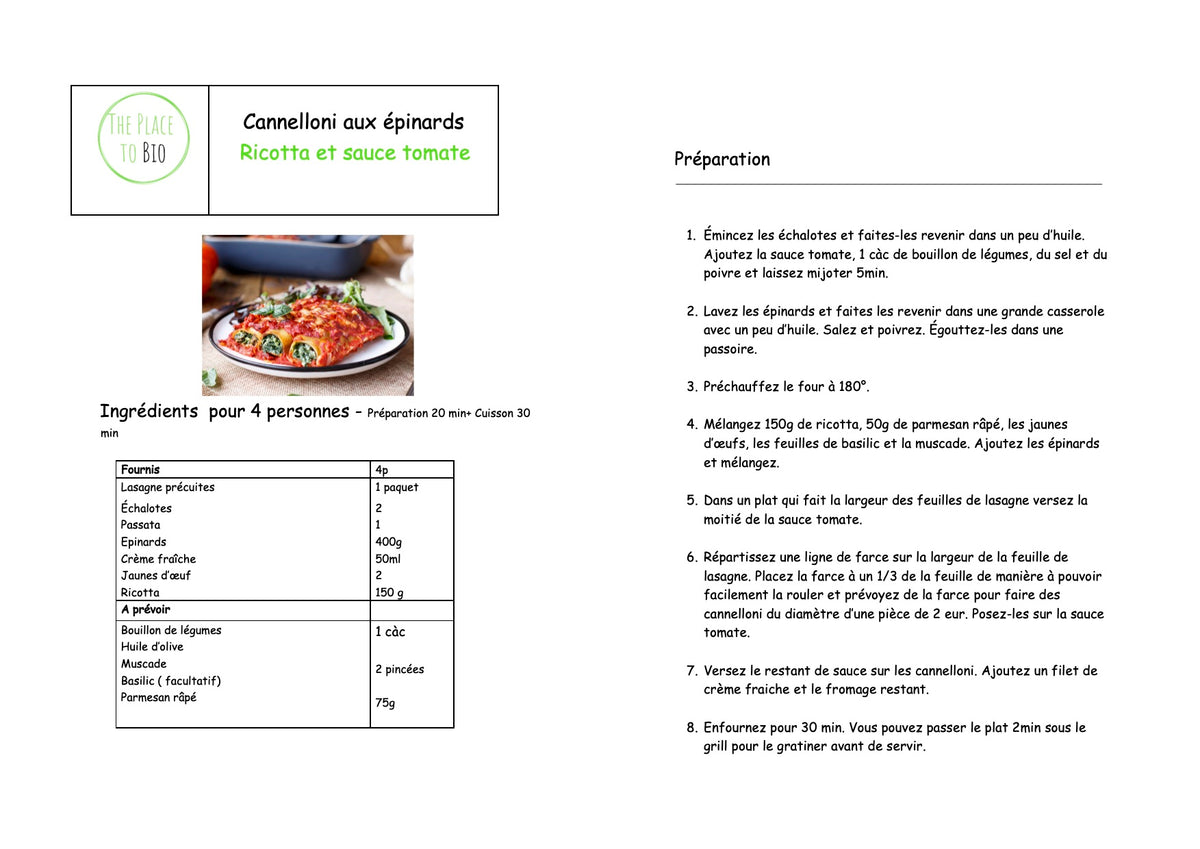 Cannelloni met spinazie Ricotta en tomatensaus