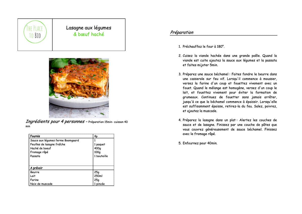 Lasagne aux légumes et boeuf haché 