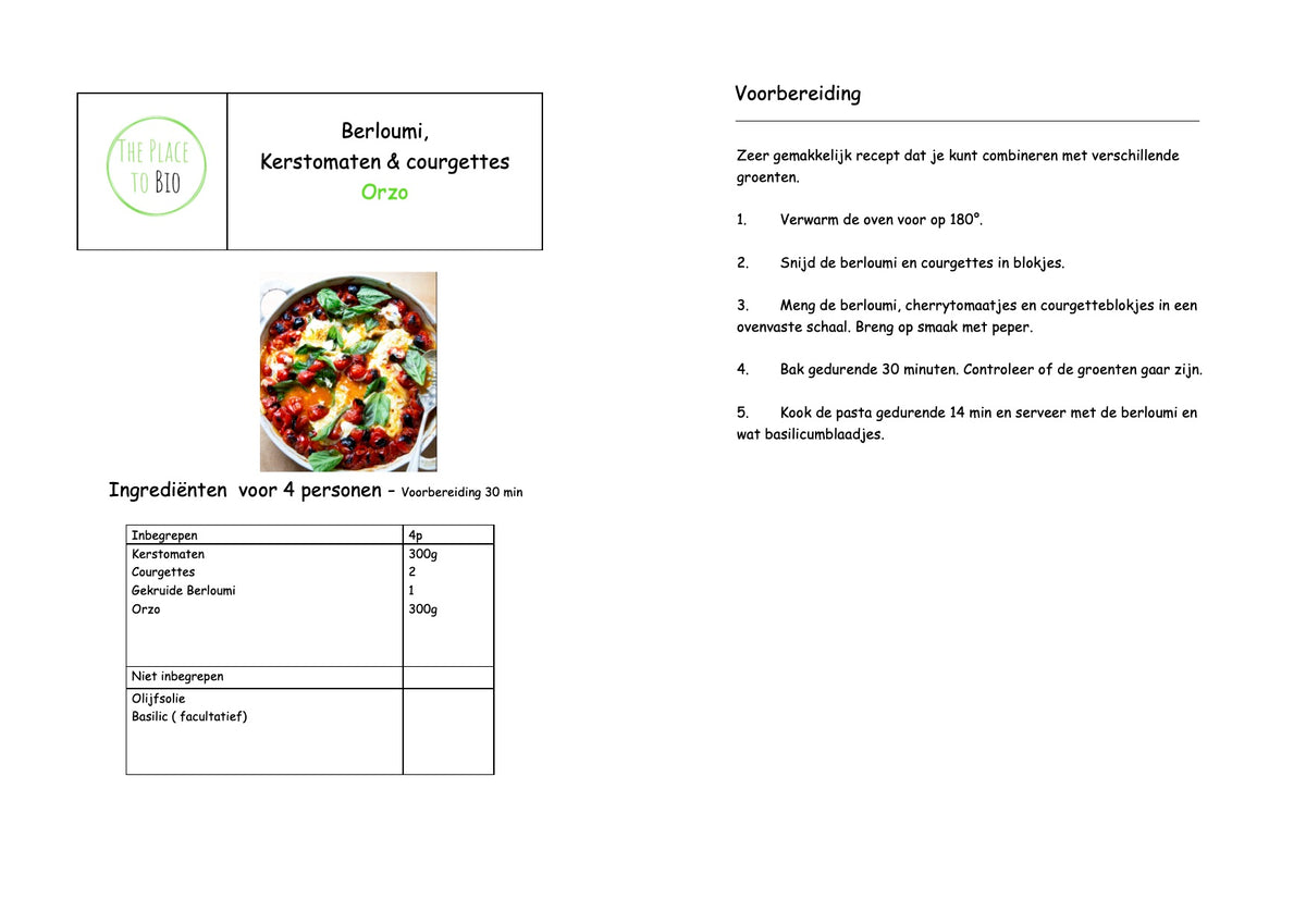 Berloumi, Kerstomaten & courgettes, Orzo