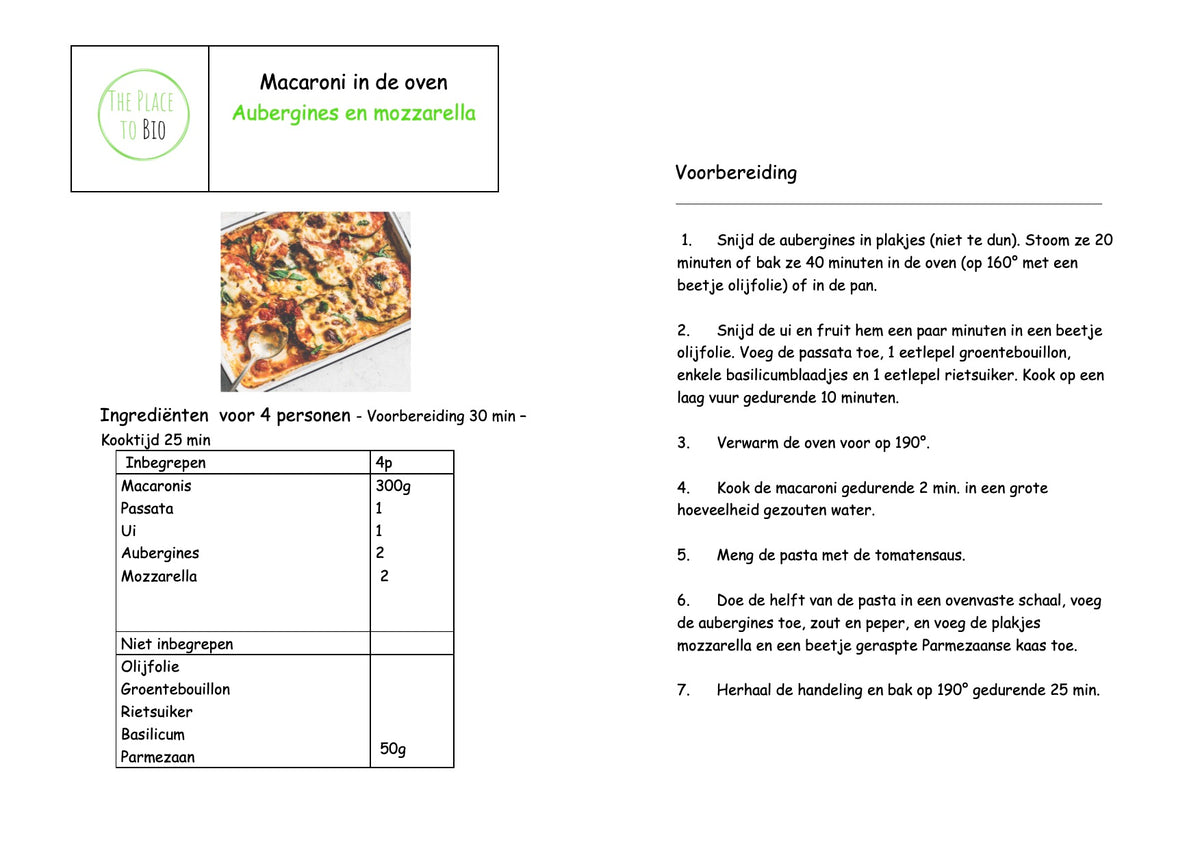 Macaroni in de oven Aubergines en mozzarella