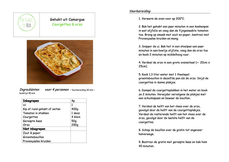 Gehakt uit Camargue Courgettes & orzo 4p