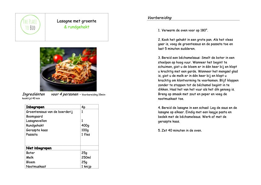 Lasagne met groenten  & rundgehakt