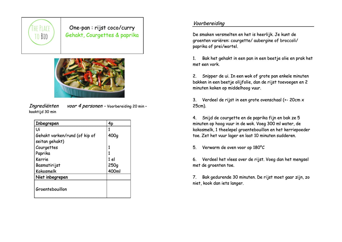 One-pan : riz coco/curry, Haché, Courgettes & poivron
