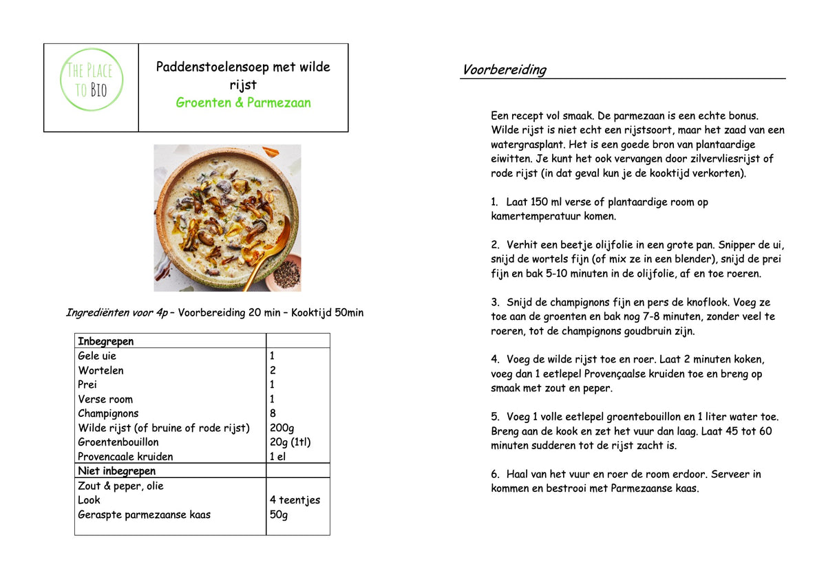 Paddenstoelensoep met wilde rijst Groenten & Parmezaan