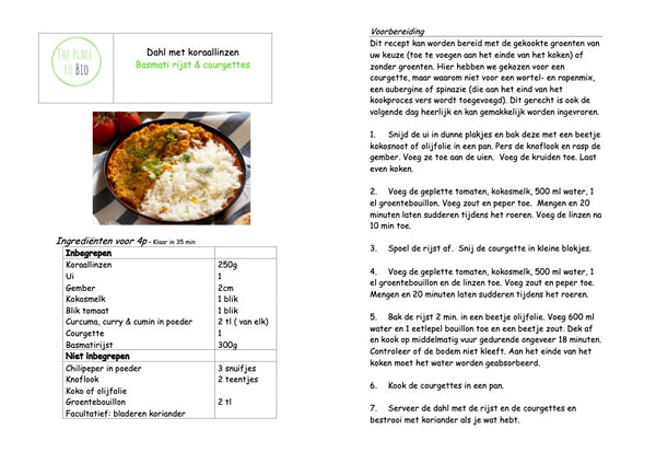 Dahl de lentilles corail Riz basmati et courgettes