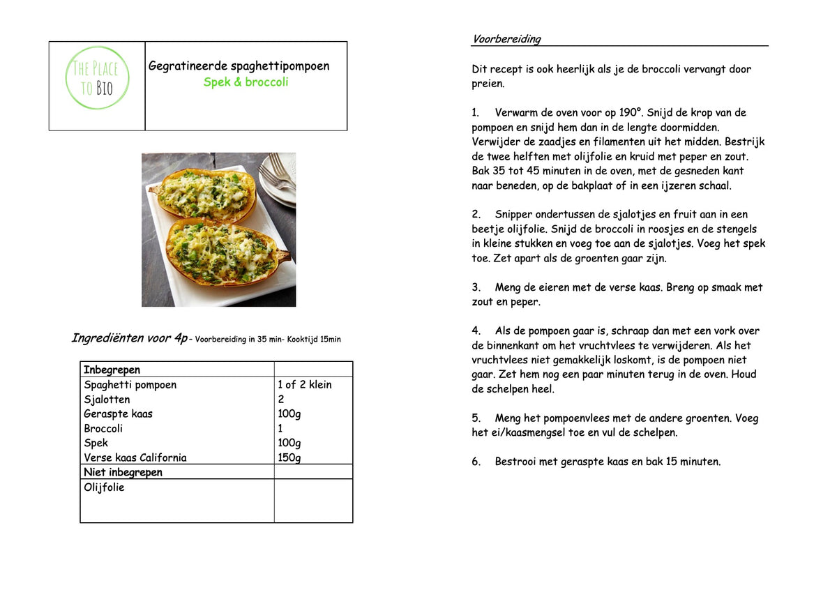 Gratin de courge spaghetti Lardons et brocolis