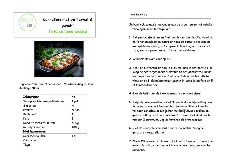 Cannelloni met butternut & gehakte vlees Feta en tomatensaus