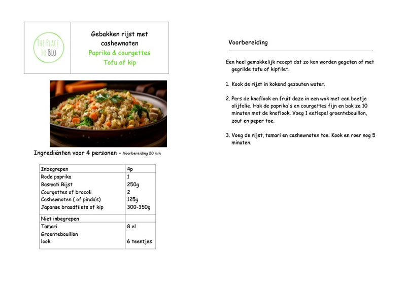 Gebakken rijst met cashewnoten, paprika, courgettes & kip