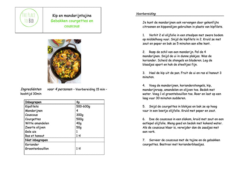 Kip en mandarijntajine Gebakken courgettes en couscous