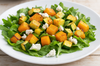 Courgettes en geroosterde zoete aardappelsalade Spinazie & feta