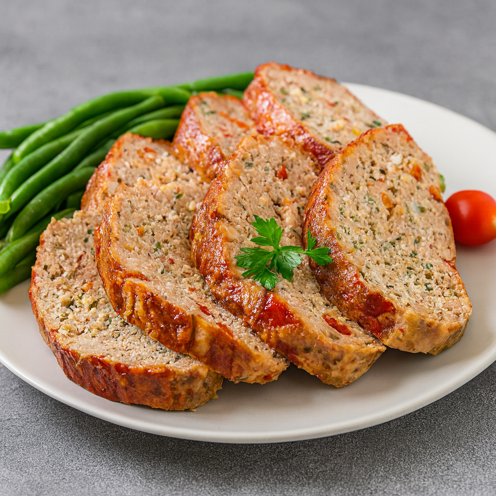 Gehaktbrood met groenten Bonen en aardappelen uit de oven