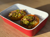 Gevulde butternut met preien, spek en noten Tagliatele & pesto