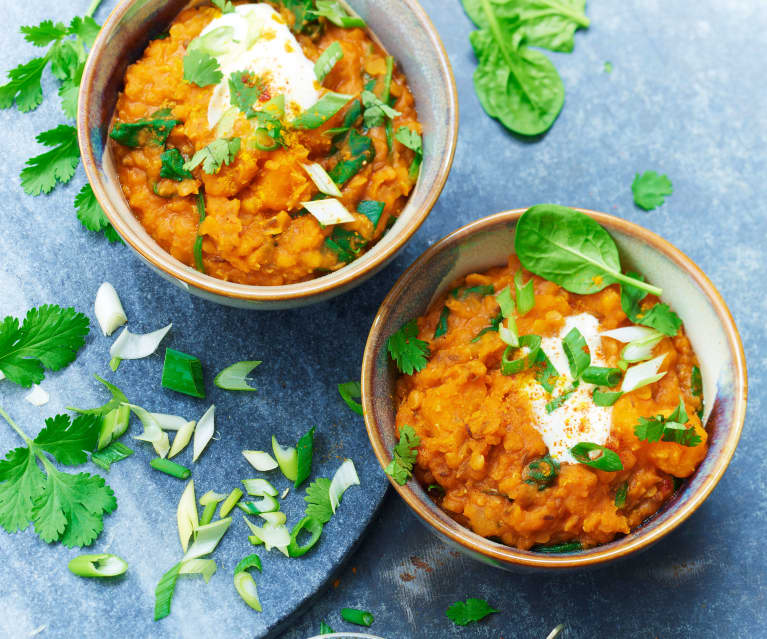 Dhal de lentilles corail Chou-fleur, épinards & riz basmati