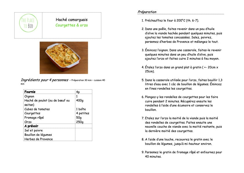 Gehakt uit Camargue Courgettes & orzo 4p