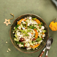 Salade de nectarines, edamame Ricotta & perles blanches