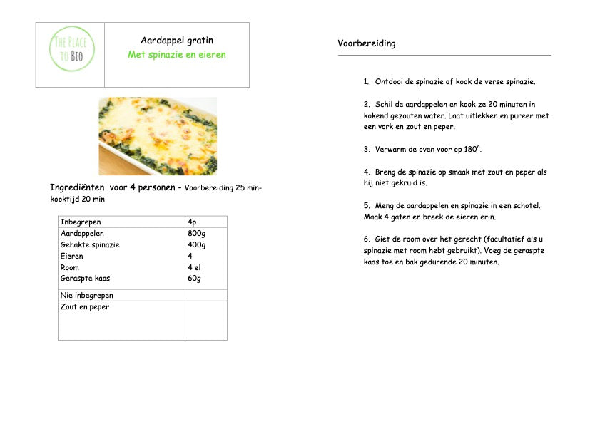 Aardappel gratin Met spinazie en eieren