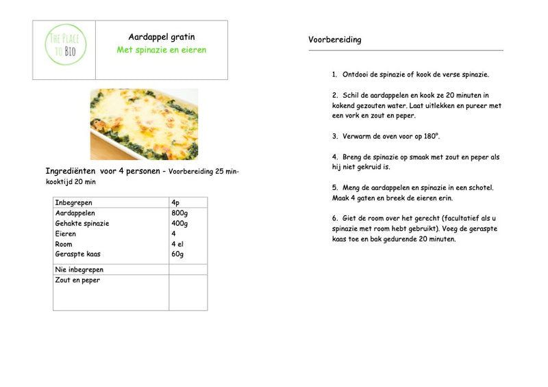 Aardappel gratin Met spinazie en eieren