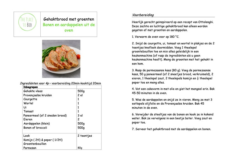 Gehaktbrood met groenten Bonen en aardappelen uit de oven
