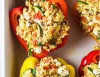 Poivrons farcis, Feta, tomates cerises & couscous