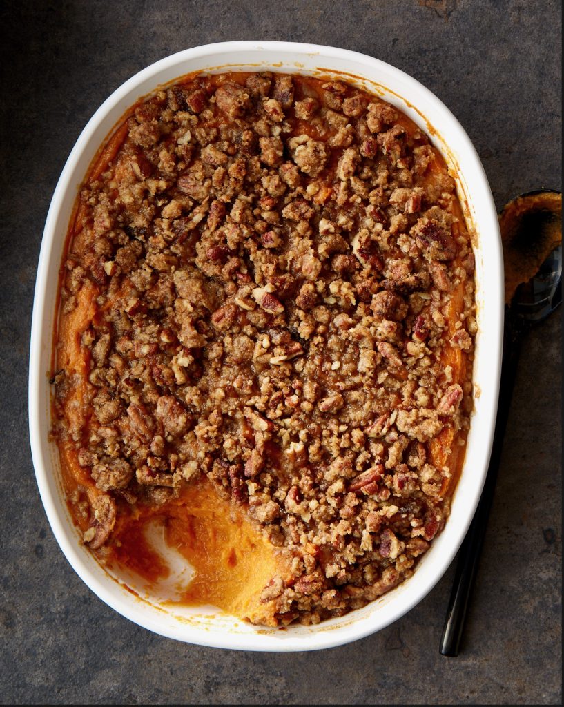 Parmentier à la marocaine :
Légumes racines et purée de patate douce
Haché végétal ( à base de noix, seitan et lentilles)
