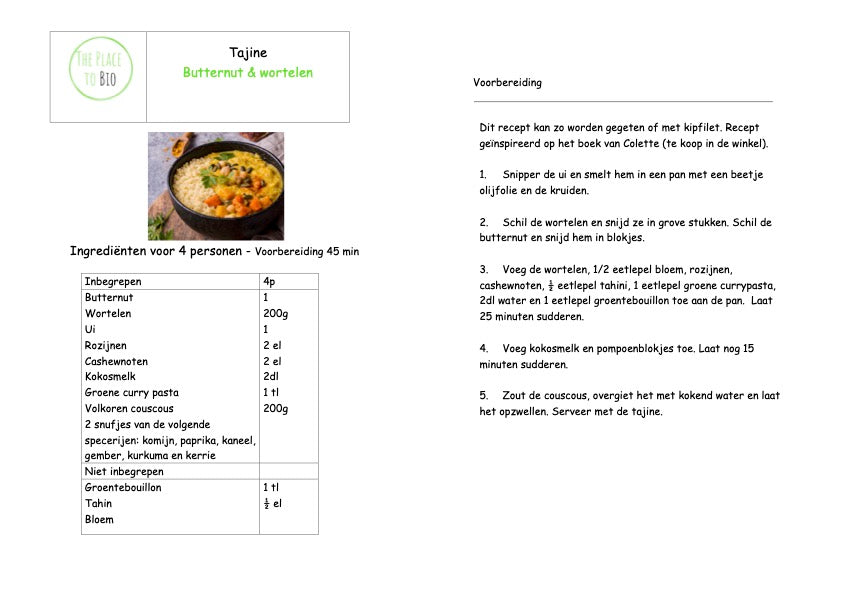Tajine wortelen & Butternut
